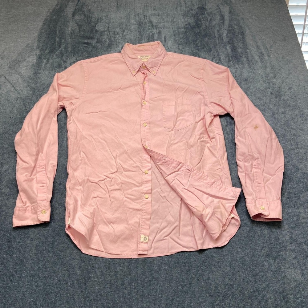 J.CREW Poplin Shirt Men Large Pink Vintage Oxford Secret Wash Cotton Button Down